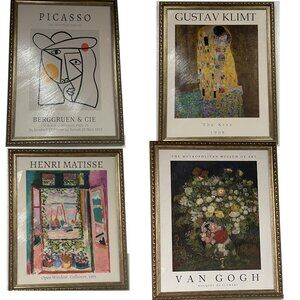 Framed Set of 4 Classic Art Prints – Picasso, Klimt, Matisse, Van Gogh